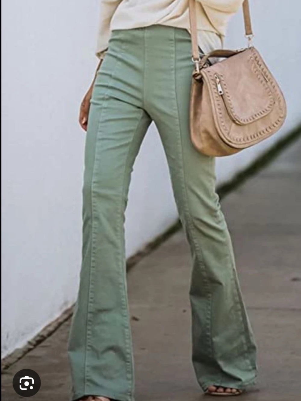 Amazon High-Waist Sage Green Flare Pants